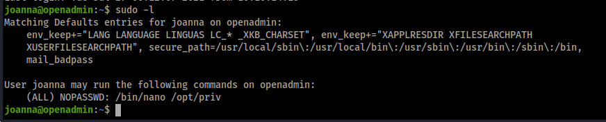 running sudo -l command